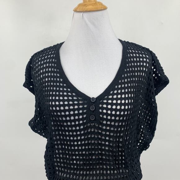 Hount Dress Womens S Small Black Open Stitch Crochet Knit Cover Up See Through - Picture 3 of 11